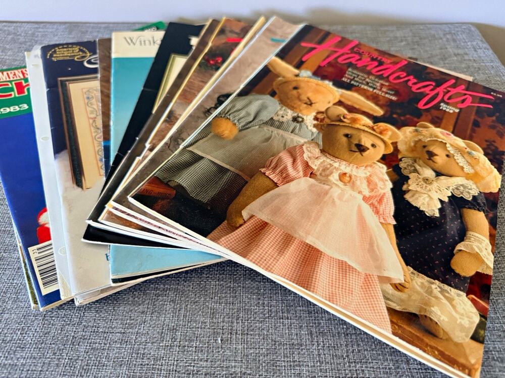 Lot of 14 Vintage 1980s Craft Pattern Magazines Crochet Cross Stitch Handcrafts